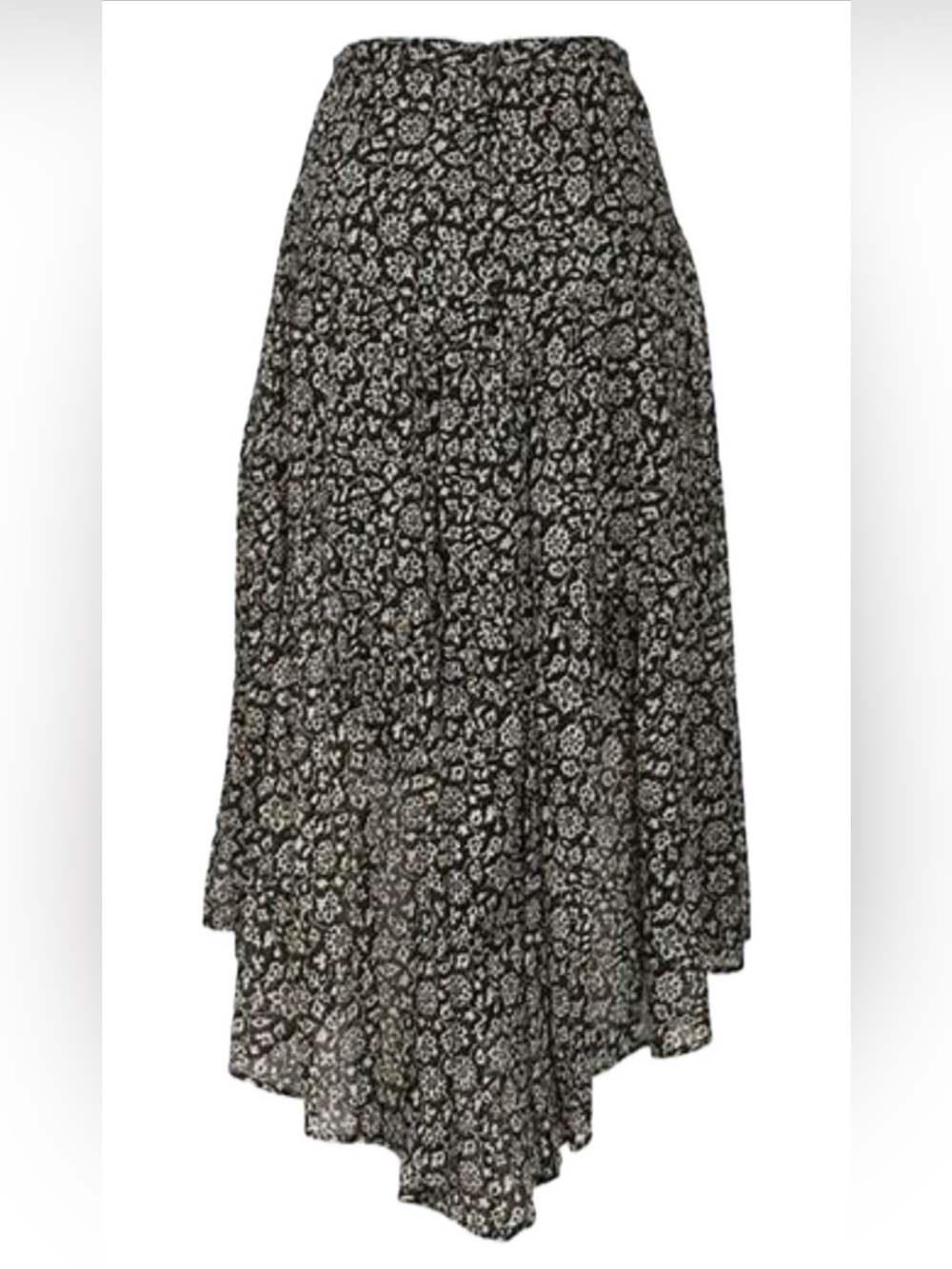 Isabel Marant Black and Cream Floral Midi Skirt